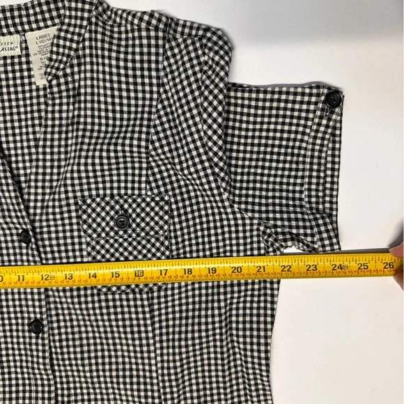 White Stag Gingham Plaid Seersucker Button Shirt Dress Tie Waist Cottage Country - Picture 14 of 15